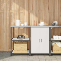 vidaXL Kitchen Storage Set with Shelf 2 pcs White Cold-rolled steel