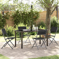 vidaXL Garden Dining Set Folding 5 pcs Black Textilene and steel