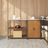 vidaXL Kitchen Storage Set with Shelf 2 pcs Rusty Weathering steel