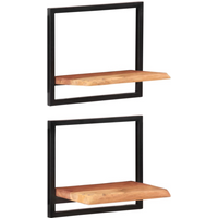 vidaXL Wall Shelves 2 pcs 40x24x35 cm Solid Wood Acacia and Steel