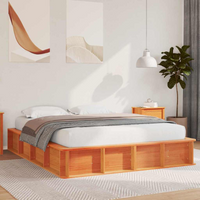 vidaXL Bed Frame Wax Brown 150 x 200 cm Solid Pine Wood