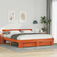 vidaXL Bed Frame with Headboard Brown Solid pine wood