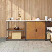 vidaXL Kitchen Storage Set with Shelf with Storage 2 pcs Rusty Steel
