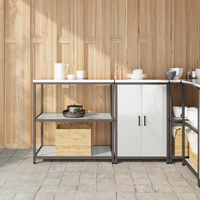 vidaXL Kitchen Storage Set with Shelf 2 pcs Sliver Galvanised steel