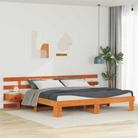 vidaXL Bed Frame with Drawer Brown 200 x 200 cm Solid pine wood