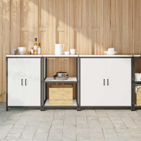 vidaXL Kitchen Storage Set with Shelf Other 3 pcs White Steel