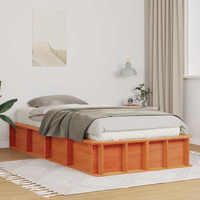 vidaXL Bed Frame Wax Brown 90 x 200 cm Solid Pine Wood