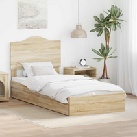 vidaXL Bed Frame with Drawer Sonoma Oak 100 x 200 cm Engineered Wood