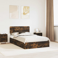 vidaXL Bed Frame with Drawer Smoked Oak 120 x 190 cm Engineered Wood