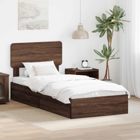 vidaXL Bed Frame with Drawer Brown Oak 75 x 190 cm Engineered Wood