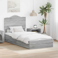 vidaXL Bed Frame with Drawer Grey Sonoma 75 x 190 cm Engineered Wood