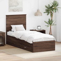 vidaXL Bed Frame Brown Oak and Silver 75 x 190 cm Engineered Wood