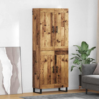 vidaXL Highboard 2 pcs Old Wood Engineered Wood and Glass