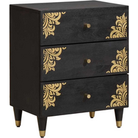 vidaXL Bedside Cabinet Black 50 x 33 x 62 cm Solid Mango Wood