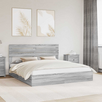 vidaXL Bed Frame with Drawer Grey Sonoma 200 x 200 cm Engineered Wood