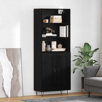 vidaXL Highboard Black Oak 69.5 x 32.5 x 180 cm Engineered Wood