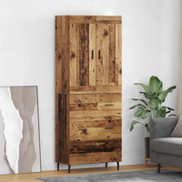 vidaXL Highboard with Drawer 2 pcs Old Wood Engineered Wood and Glass