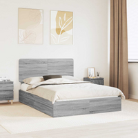 vidaXL Bed Frame with Drawer Grey Sonoma 140 x 200 cm Engineered Wood