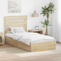 vidaXL Bed Frame with Drawer Sonoma Oak 90 x 200 cm Engineered Wood