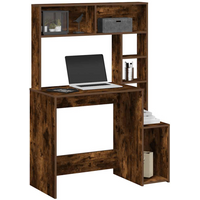 vidaXL Desk with Shelves Smoked Oak 100x45x140 cm Engineered Wood