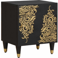 vidaXL Bedside Cabinet Black 40 x 33 x 46 cm Solid Mango Wood