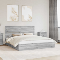 vidaXL Bed Frame with Drawer Grey Sonoma 180 x 200 cm Engineered Wood