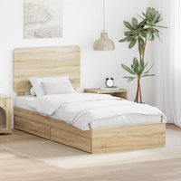vidaXL Bed Frame with Drawer Sonoma Oak 90 x 190 cm Engineered Wood