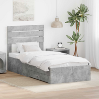 vidaXL Bed Frame Concrete Grey and Silver 75 x 190 cm Engineered Wood