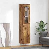 vidaXL Highboard 2 pcs Old Wood Glass