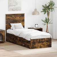 vidaXL Bed Frame Smoked Oak and Silver 75 x 190 cm Engineered Wood