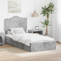 vidaXL Bed Frame with Drawer Concrete Grey 90 x 190 cm Engineered Wood