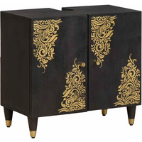 vidaXL Sink cabinet with Door Black 62 x 33 x 58 cm Solid Mango Wood