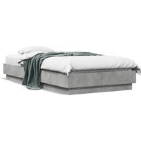 vidaXL Bed Frame without Mattress with LED Lights Concrete Grey 75x190 cm Small Single