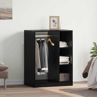 vidaXL Wardrobe with Shelf Black oak 77 x 48 x 102 cm Engineered wood