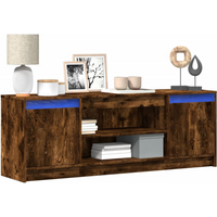 vidaXL TV Cabinet with LED Smoked Oak 139.5x34x50 cm Engineered Wood