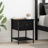 vidaXL Bedside Table Black Oak 34 x 35.5 x 45 cm Engineered Wood