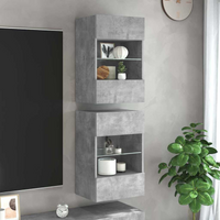 vidaXL Wall Cabinets with LED Lights for TV 2 pcs Concrete Grey 40x30x60.5 cm