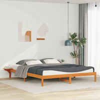 vidaXL Bed Frame with Side Tables Wax Brown 180 x 210 cm