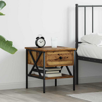 vidaXL Bedside Cabinet with Drawer Old wood 40 x 42 x 45 cm