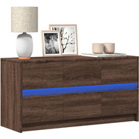 vidaXL TV Cabinet with LED Brown Oak 100x34x50 cm Engineered Wood