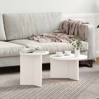 vidaXL Coffee Table 2 pcs White 49 x 49 x 28 cm Solid Pine wood