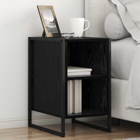 vidaXL Bedside Table 2 pcs Black Oak 39.5 x 30 x 50 cm Engineered Wood