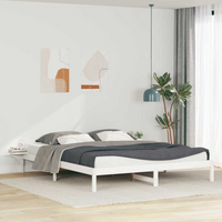 vidaXL Bed Frame with Side Tables White 180 x 220 cm Solid Pine Wood