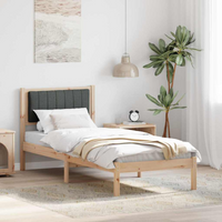 vidaXL Bed Frame with Upholstered Headboard Dark Grey 80 x 200 cm