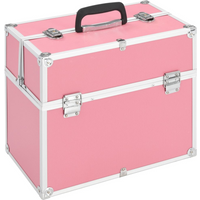 vidaXL Make-up Case 38x23x34 cm Pink Aluminium