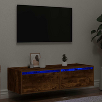 vidaXL TV Cabinet with LED Lights Smoked Oak 100X35.5x25 cm