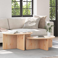 vidaXL Coffee Table 2 pcs Natural 79 x 39.5 x 40 cm Solid pine wood