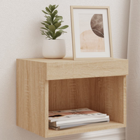 vidaXL Bedside Cabinets with LED Lights Wall-mounted 2 pcs Sonoma Oak