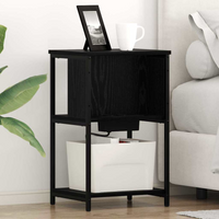 vidaXL Bedside Cabinet Black oak 38 x 31 x 61 cm Engineered wood