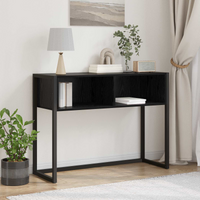 vidaXL End Table Black Oak 100 x 36 x 75 cm Engineered Wood